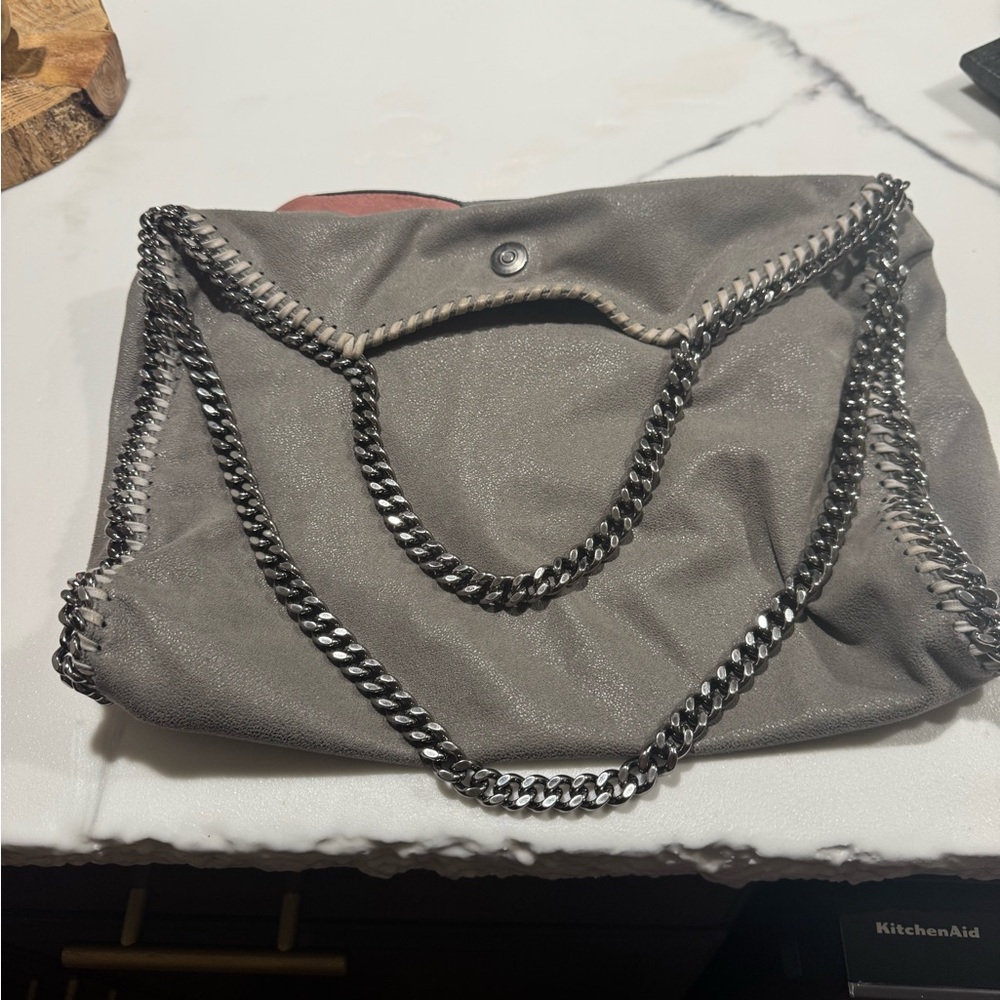 Stella McCartney Gray Chain-Trim Shoulder Bag